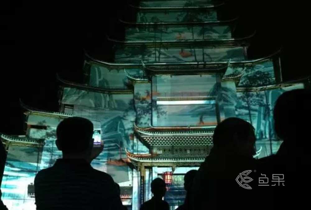 魚果文化科技-錦屏文書樓風雨橋建筑投影.jpg