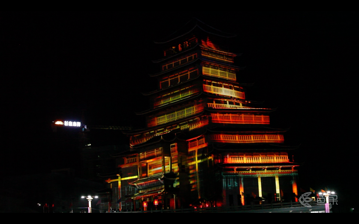 魚果文化科技-錦屏文書樓風雨橋建筑投影.jpg